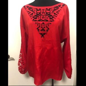 ⭐️Townsen red silky blouse, size M⭐️